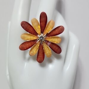 Vibrant Floral Red and Yellow Ring
